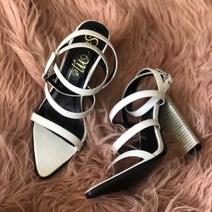 White strap heeled sandals